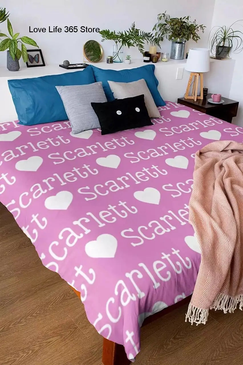 Personalized Name Flannel Blanket Hearts And Love - 10% off and Free Shipping while supplies last.