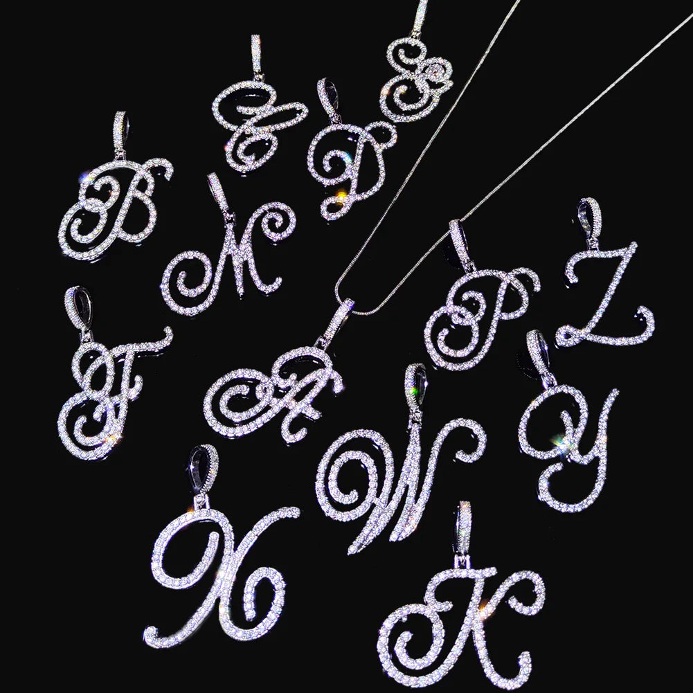 A-Z Cursive Initial Letter Name Pendant Necklace For Women