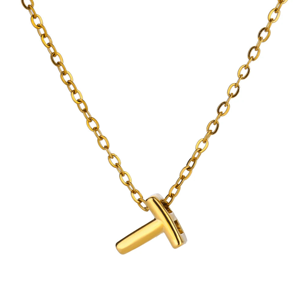 Stainless Steel Gold Color Initial Necklaces