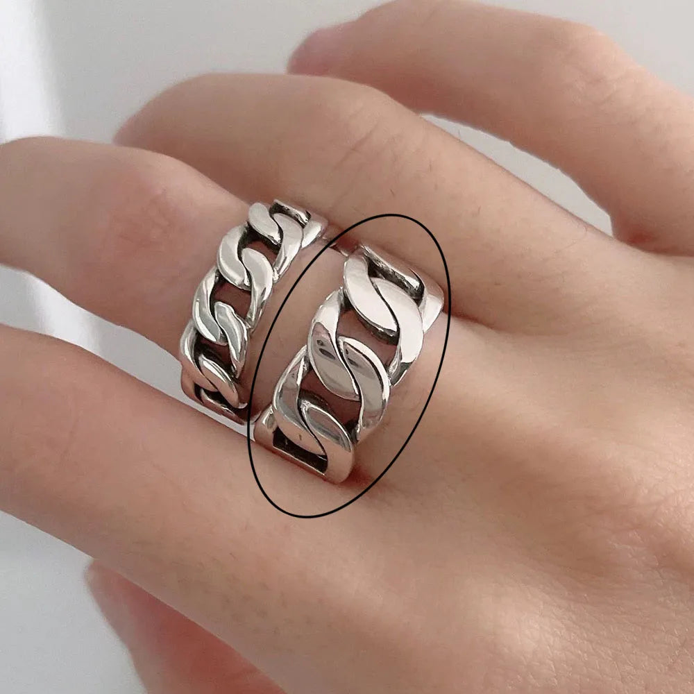 925 Sterling Silver GeometricAdjustable Simple Chain Ring - Buy One Get one Free π₯