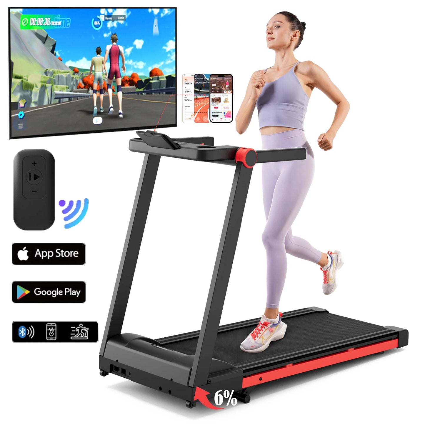 3.5HP Foldable Incline Home Treadmill Walking Pad with Handle Bar