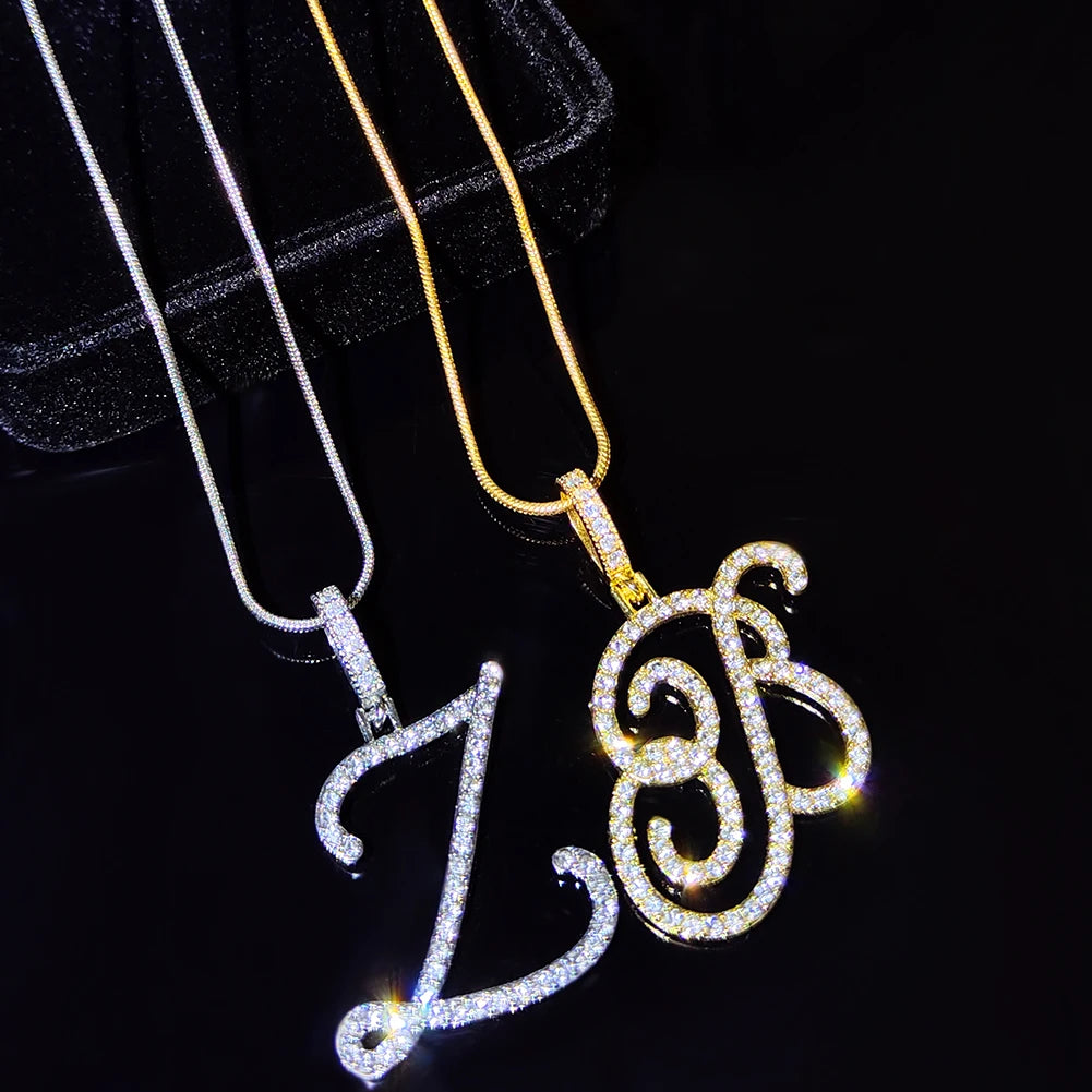 A-Z Cursive Initial Letter Name Pendant Necklace For Women