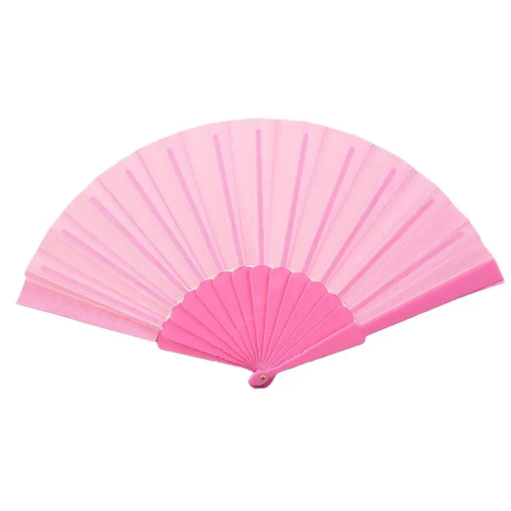 Portable Folding Fan Plain Plastic Cloth Hand Fan