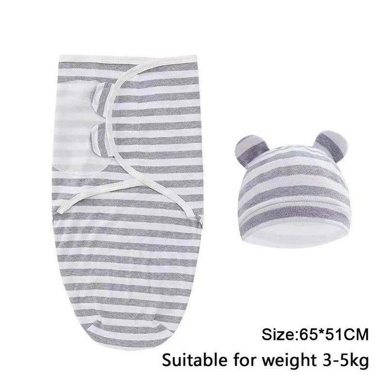 Baby Blanket Hat Set Cartoon Printed Cotton Newborn 0-6 Months