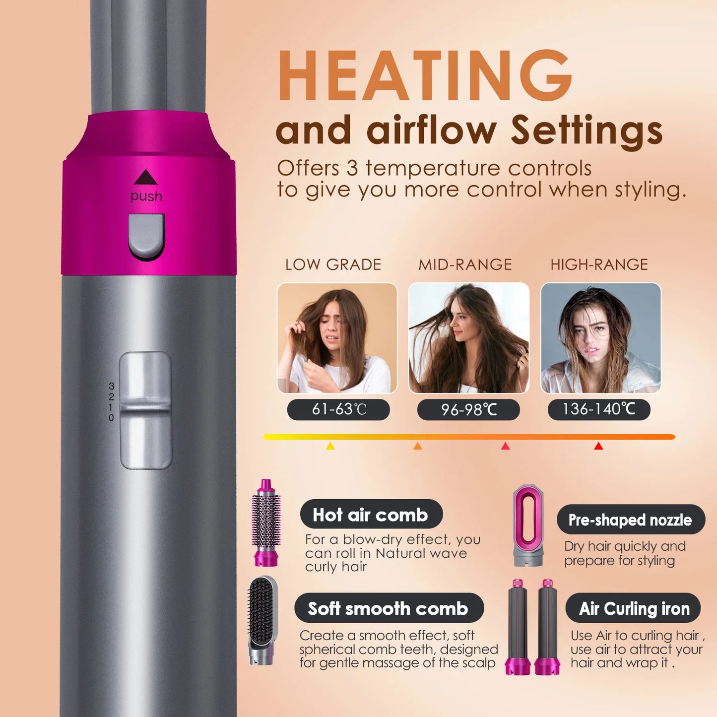 5 in 1 Hair Straightener Styling Tool For Airwrap Hair Dryer