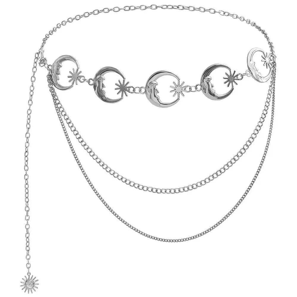 layered All-match Waist Chain Moon Vintage Metal