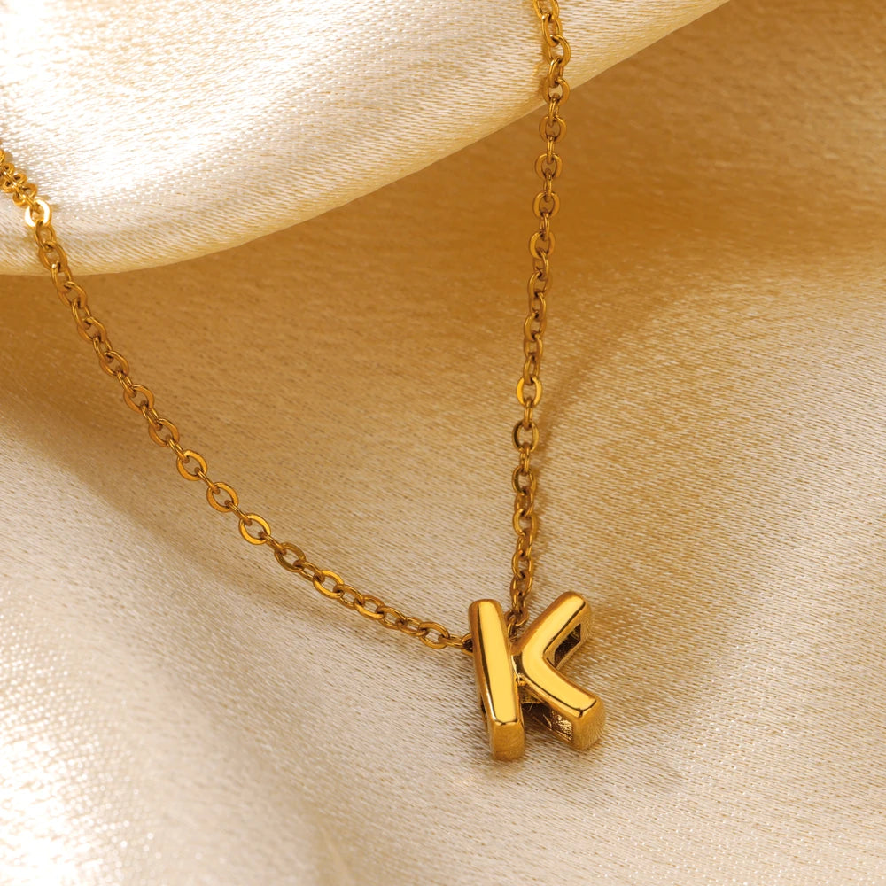 Stainless Steel Gold Color Initial Necklaces