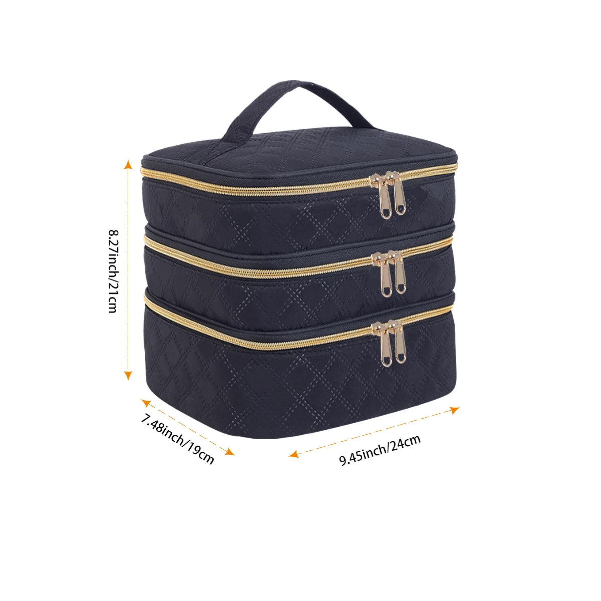 3-Layer Large Quilted Makeup Bag Organizer with Handles - Buy One Get One Free🔥