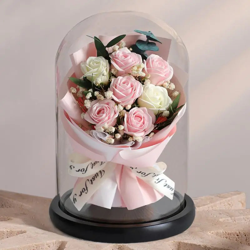 Forever Preserved Real Rose in Glass Dome Women Valentines Day Gifts Eternal Flower for Mother's Day Anniversary Birthday