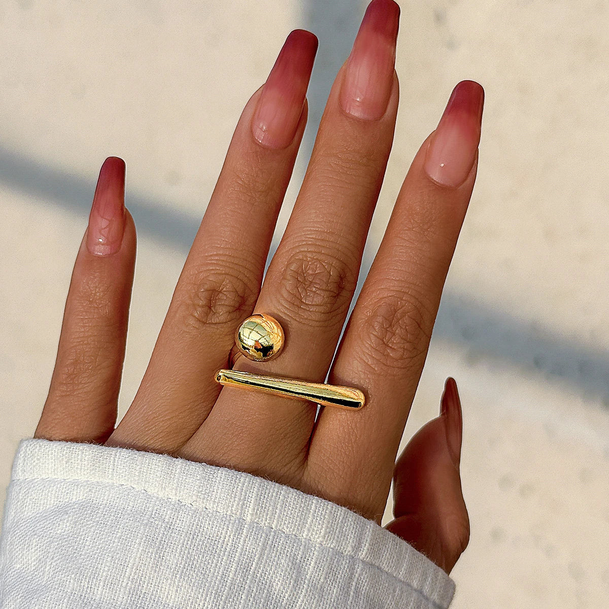 Creative Irregular Geometric Tiny Ball Open Ring for Women