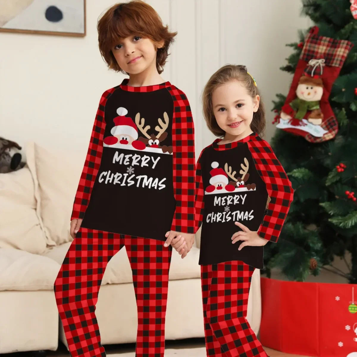 Christmas Pajamas Family Santa Claus Print