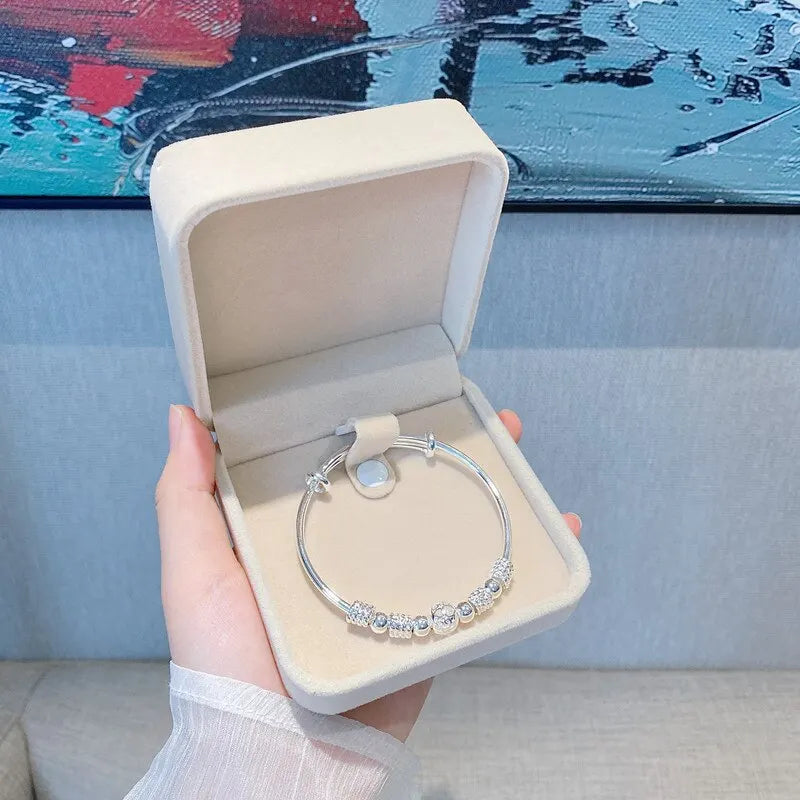 Silver Color Charm Lucky Beads Bangles - Free Shipping