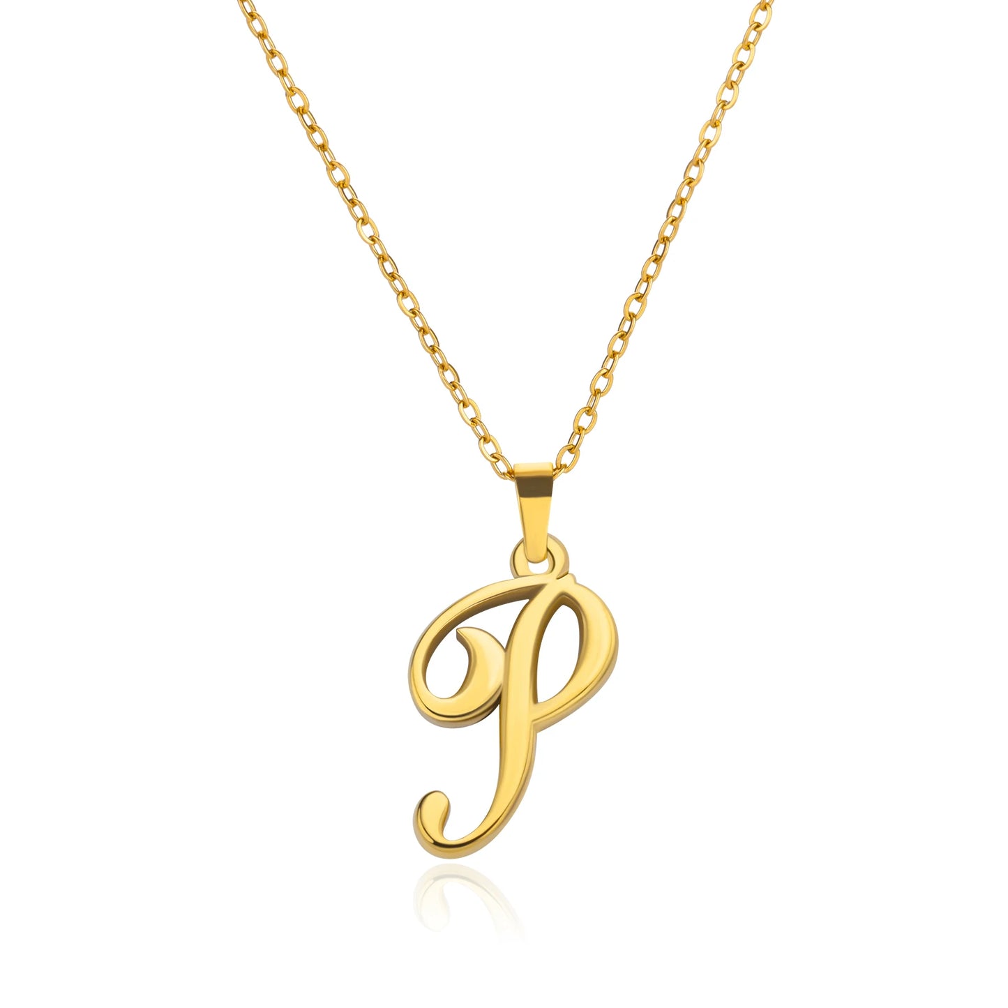 Women Stainless Steel Gold Color Initials Necklaces