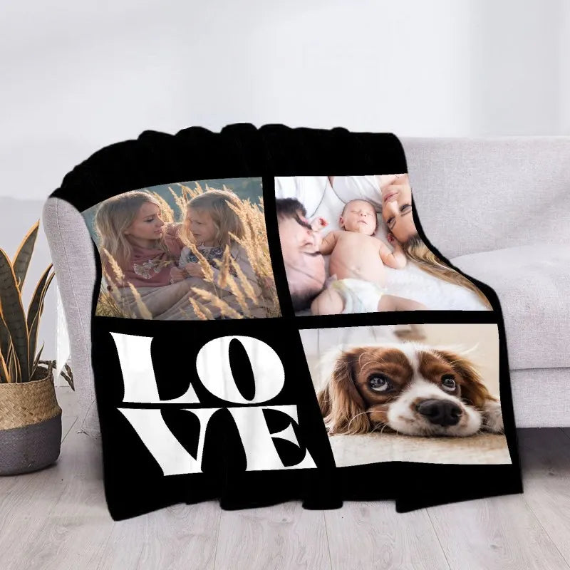 Custom Blanket with 15 Photos of your Family Memories-Personalized