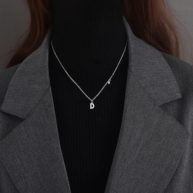 Personalized 925 Sterling Silver Letter Necklace For Women
