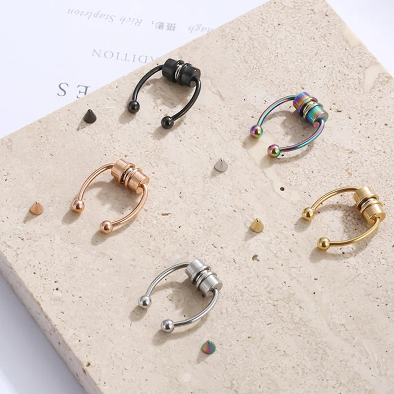 Magnet Fake Nose Ring, 5pcs Stainless Steel, Strong Magnetic Nose Stud,