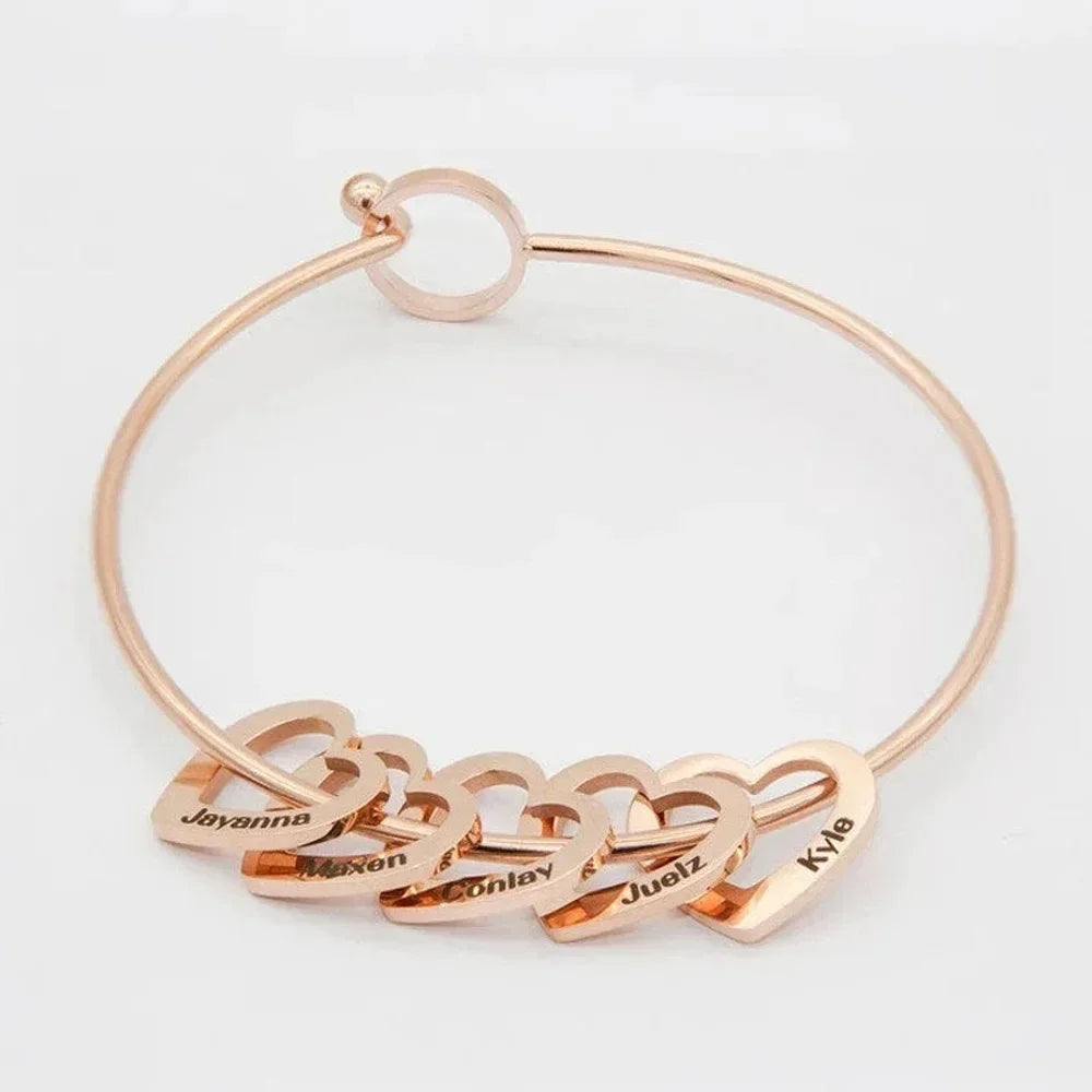 Stainless Steel Love Charms with Carving Name Adjustable Bangle - Buy one get one free