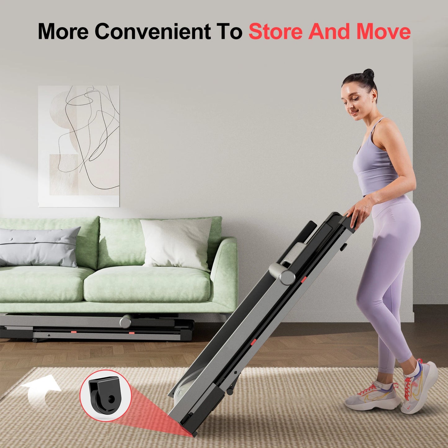 3.5HP Foldable Incline Home Treadmill Walking Pad with Handle Bar