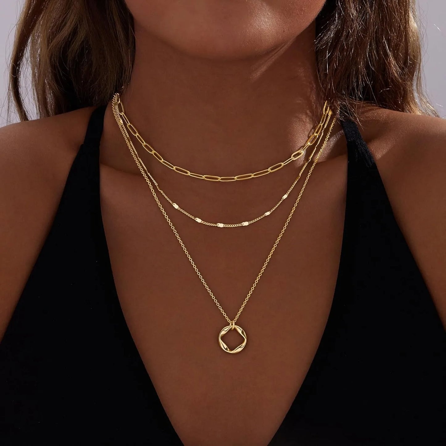 Layered Gold/Silver Necklaces set for Women Stackable