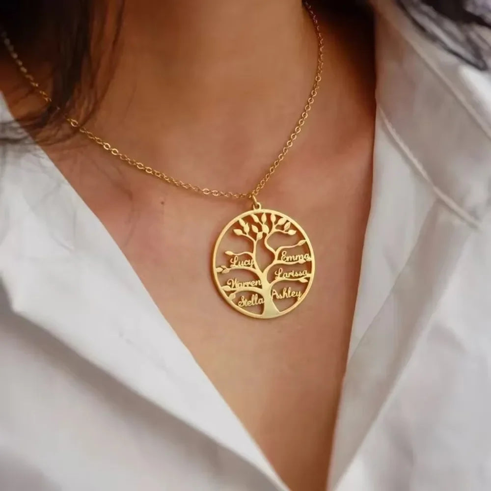 Custom Tree Of Life Necklace, Personalized Name Necklace