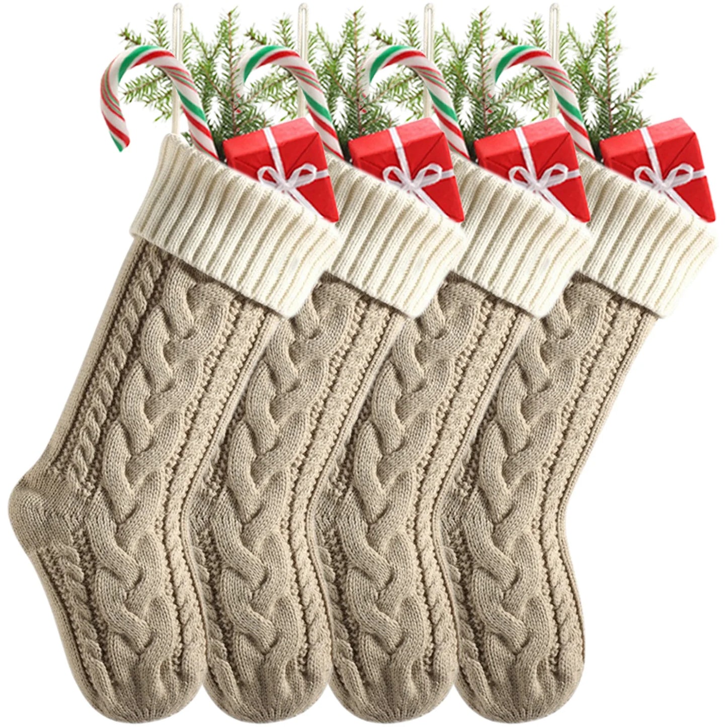 Xmas Hanging Stocking Decorations with Name Tags - Free Shipping
