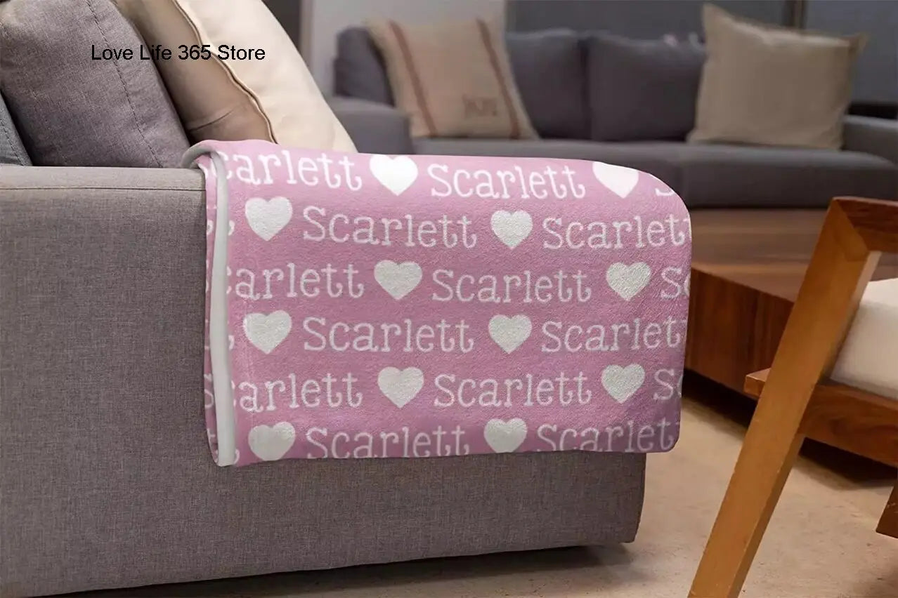 Personalized Name Flannel Blanket Hearts And Love - 10% off and Free Shipping while supplies last.