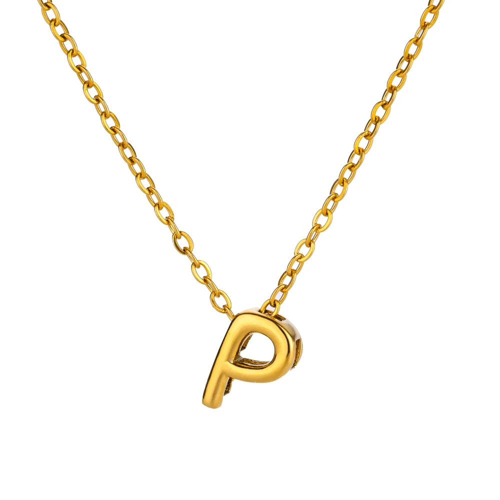Stainless Steel Gold Color Initial Necklaces