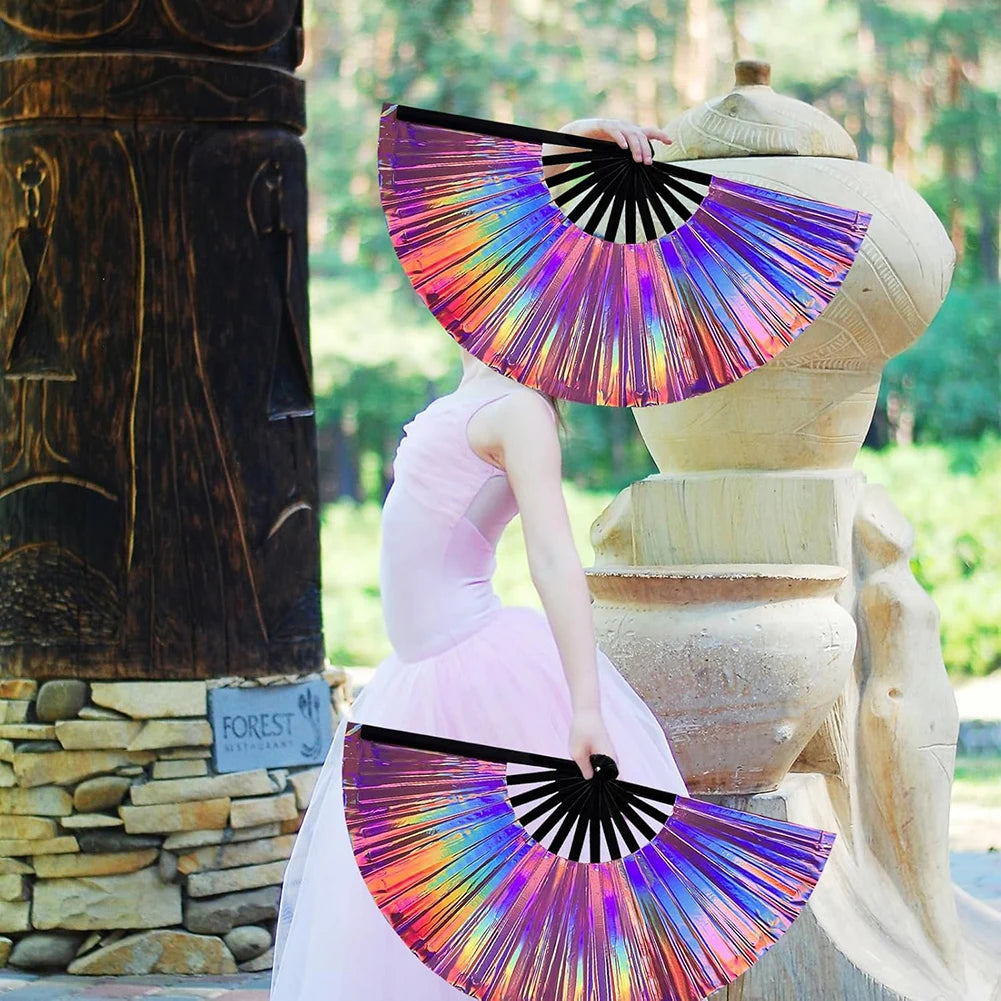 Holographic Hand Fan Raves Fans for Men Women