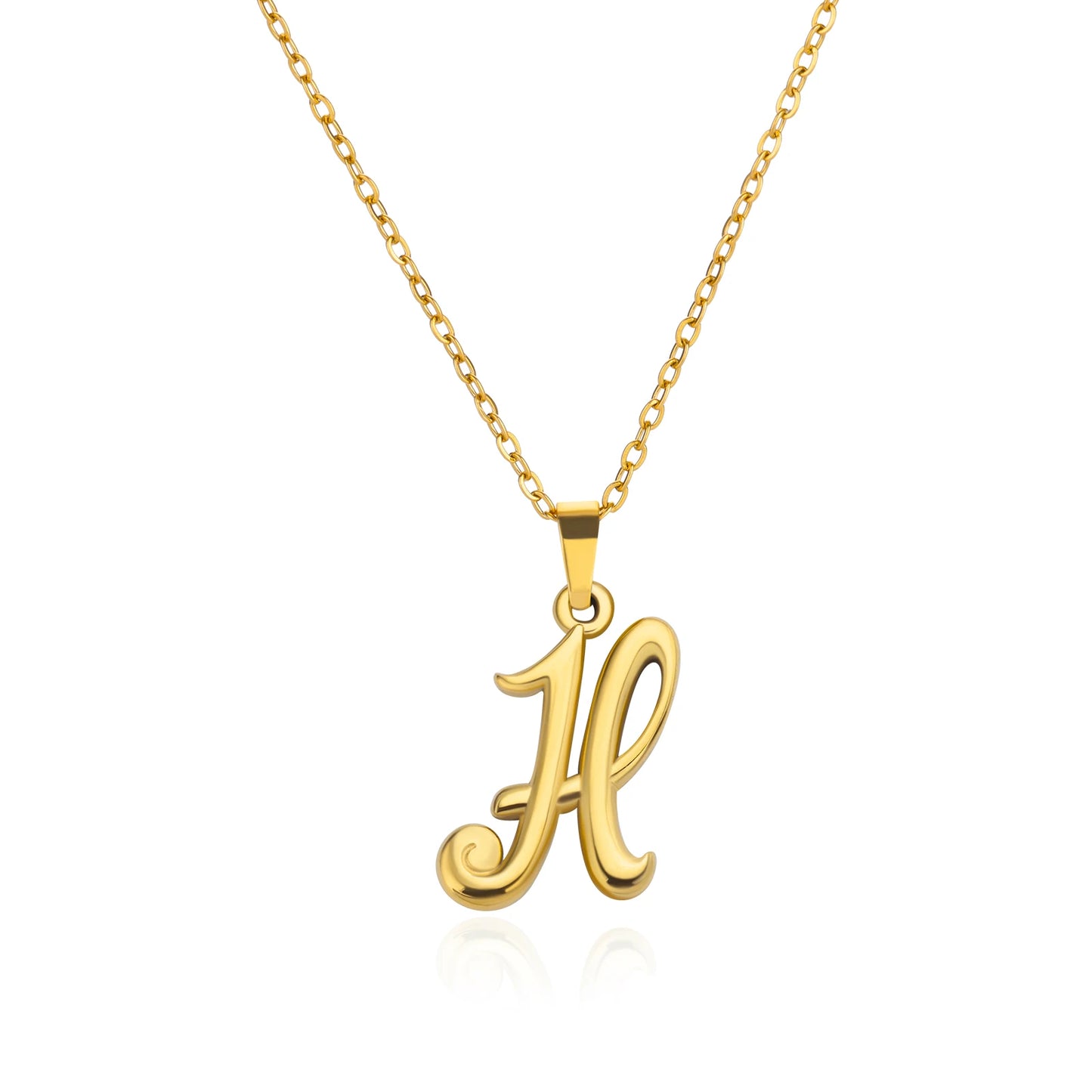 Women Stainless Steel Gold Color Initials Necklaces