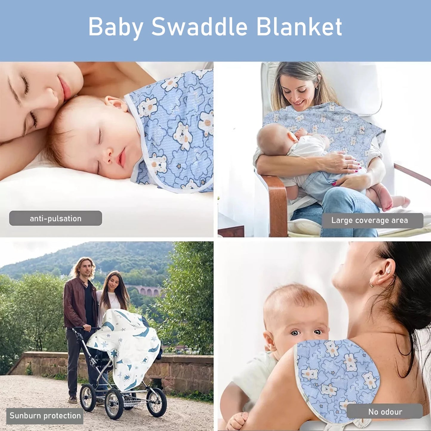 Baby Blanket Hat Set Cartoon Printed Cotton Newborn 0-6 Months