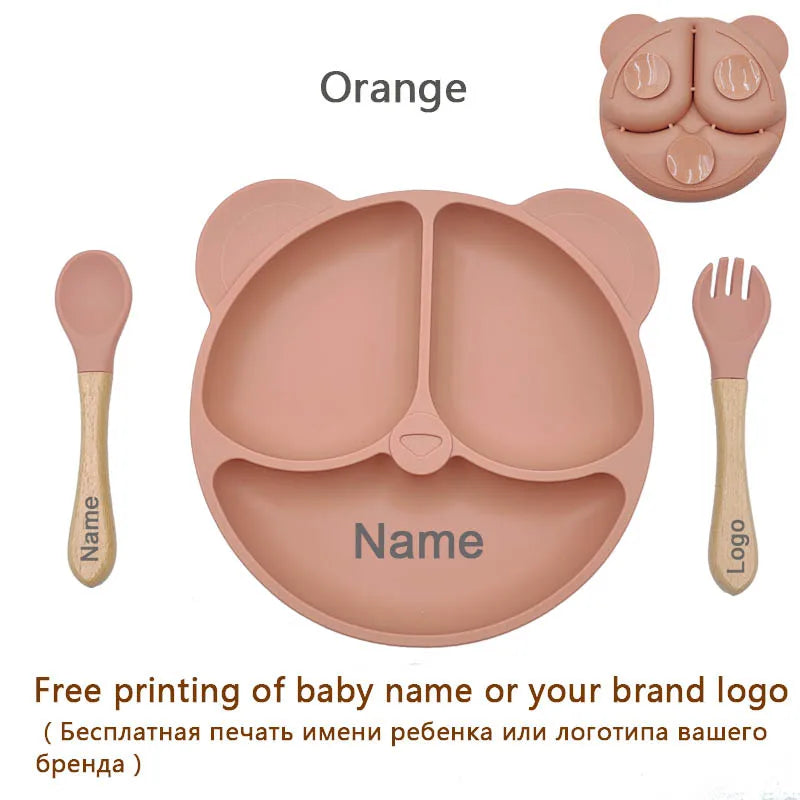 Feeding Set Silicone For Baby Sucker Bowl Dishes Plate For Kids