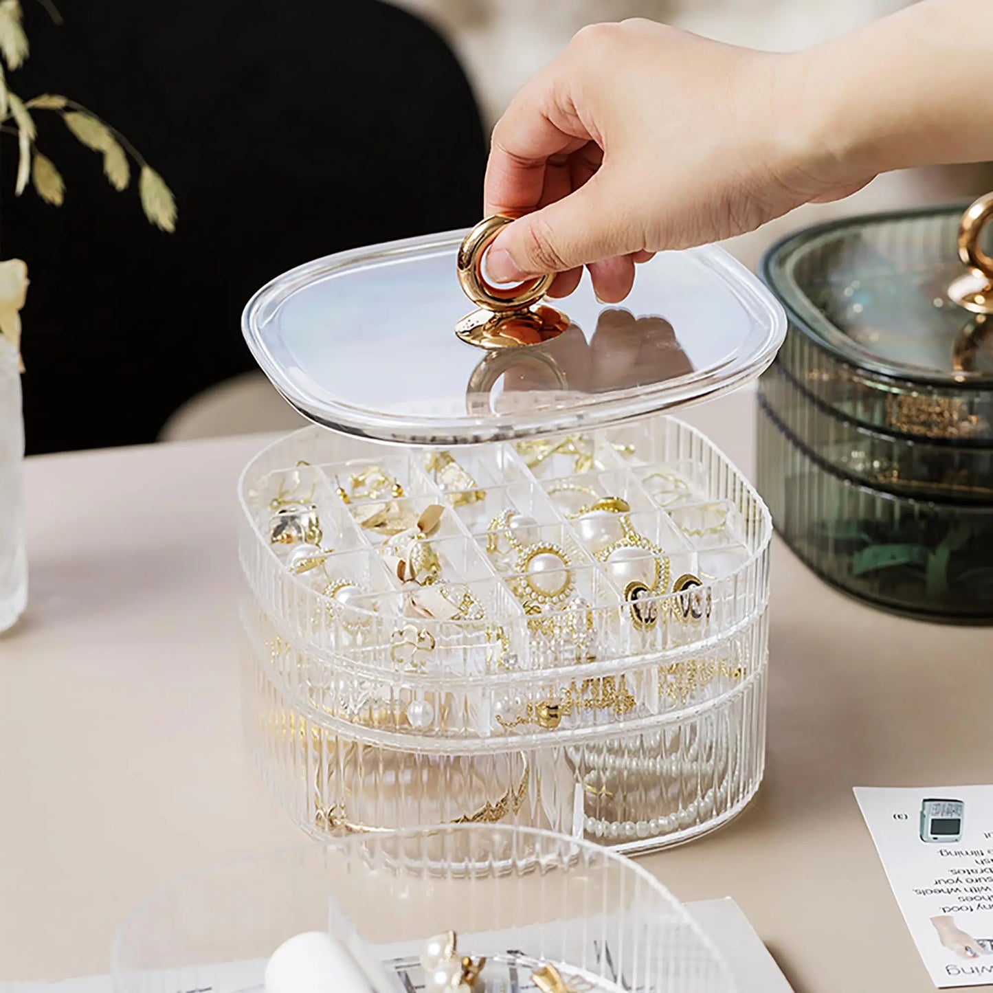 Transparent Jewelry Box 3-Layer Stackable Case Jewelry Case For Home