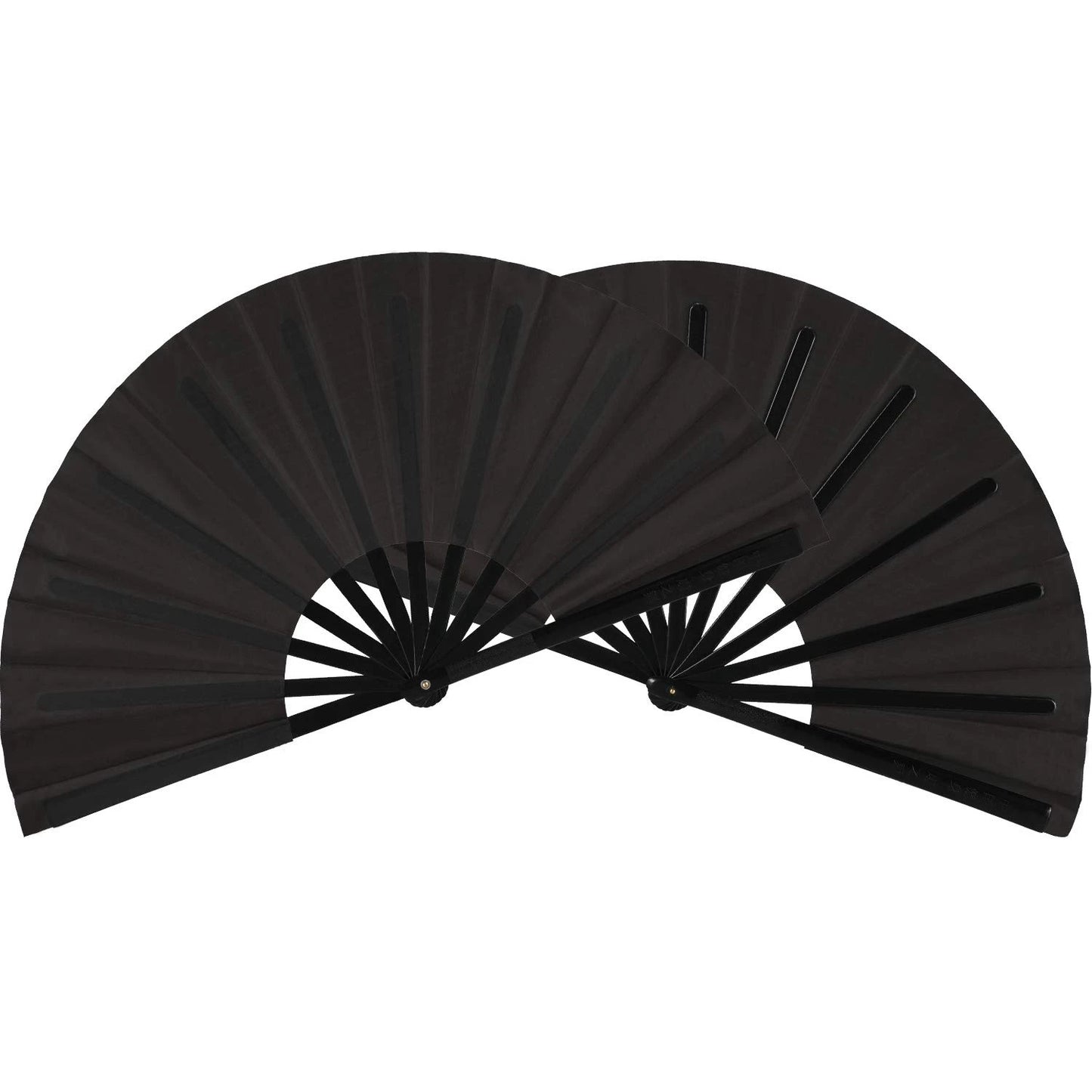 2 Large Folding Fan Nylon Cloth Handheld Folding Fan Chinese Kung Fu Tai Chi Fan Black Decoration Fold Hand Fan For Pa