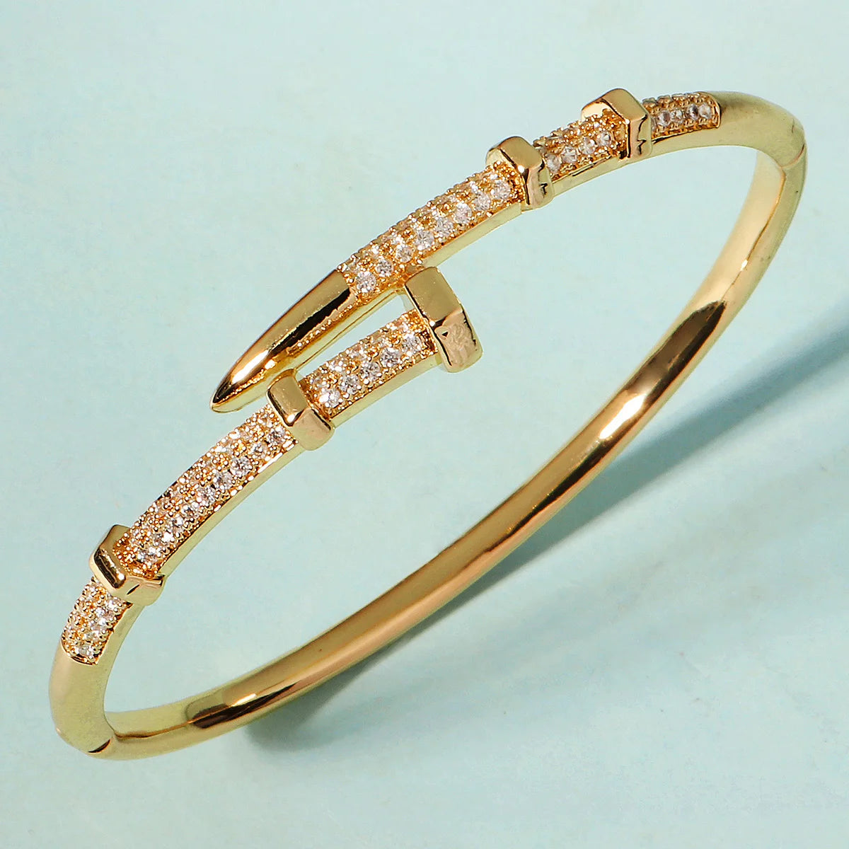 Classic Stainless Steel Woman's Nail Bracelet
