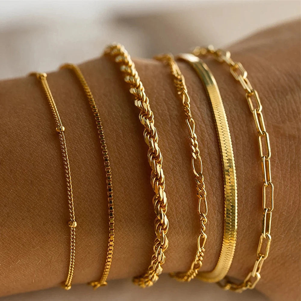 4PCS/Set Fashionable Snake Imitation Gemstone Bangle Rhinestone Full Metal Bracelet Set for W