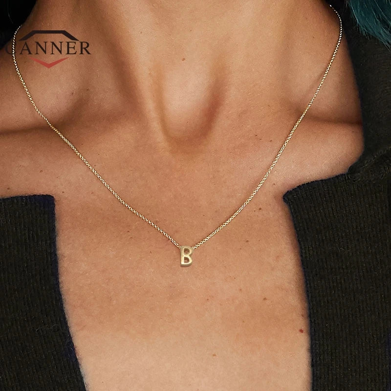CANNER Letter Alphabet 925 Sterling Silver Chain Choker - Buy 1 get 1 free
