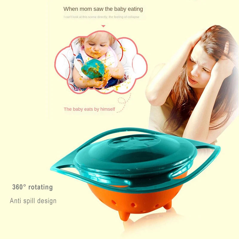 Magic Gyro Bowl 360 Degree Rotate Spill-Proof Bowls with Lid
