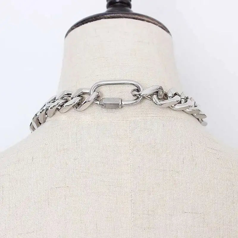 Big Chain Key Decoration Cool Buckle Metal Necklace New