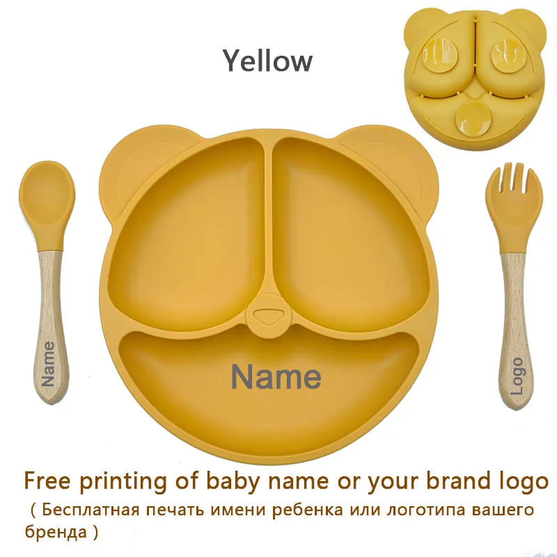 Feeding Set Silicone For Baby Sucker Bowl Dishes Plate For Kids