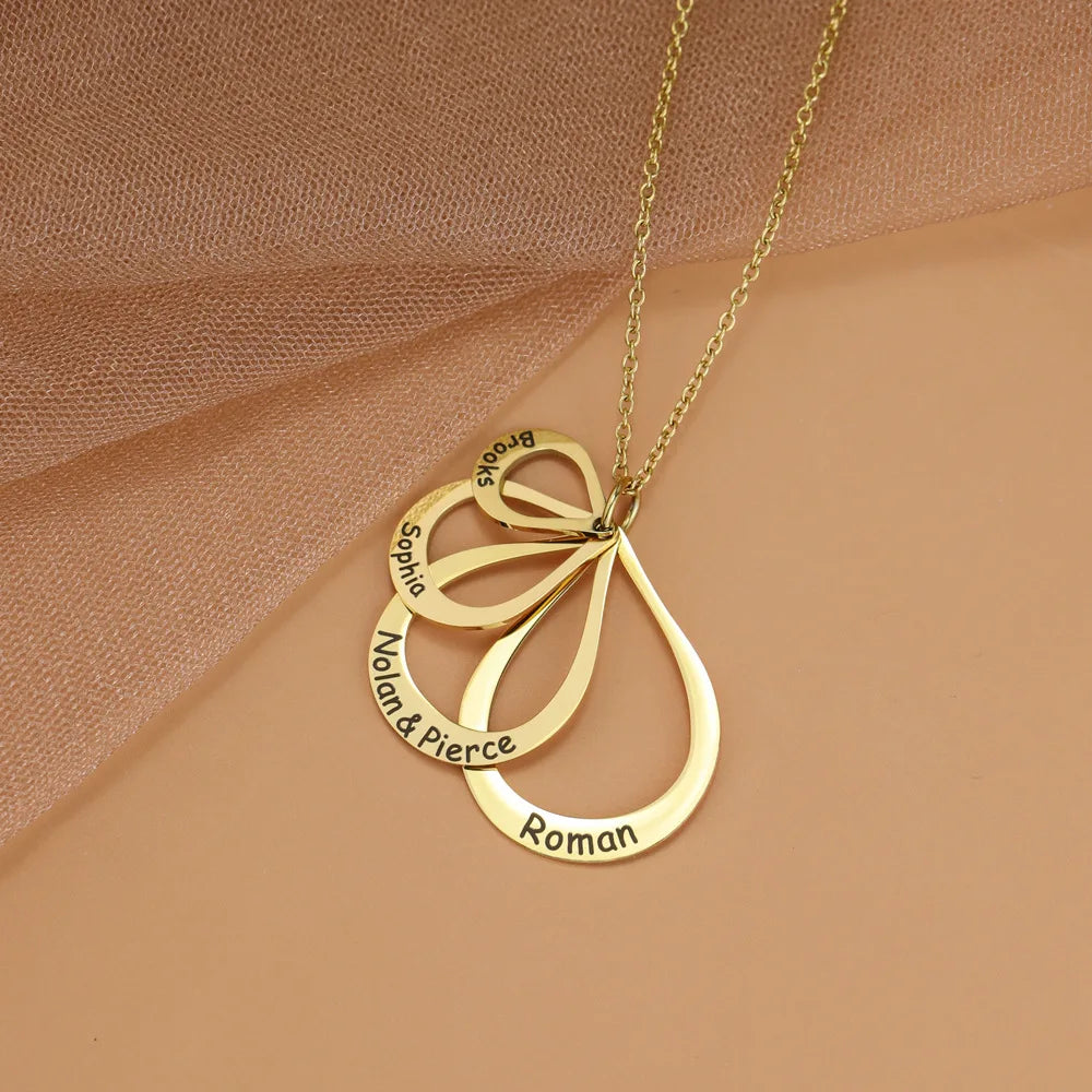 Water Drop Pendant Personalized Engrave 2-6 names - Buy One Get One free π₯