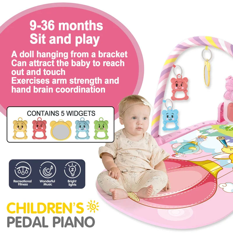 Baby Fitness Stand Music Play Gym Activity Toys Newborn Piano Crawling Blanket