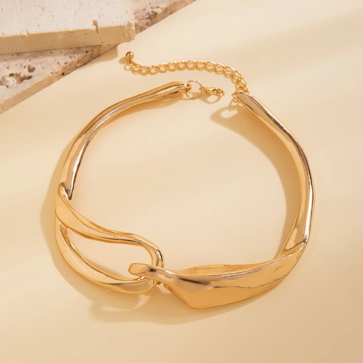 Exaggerated Chunky Heavy Metal Big Torques Choker Necklace Women