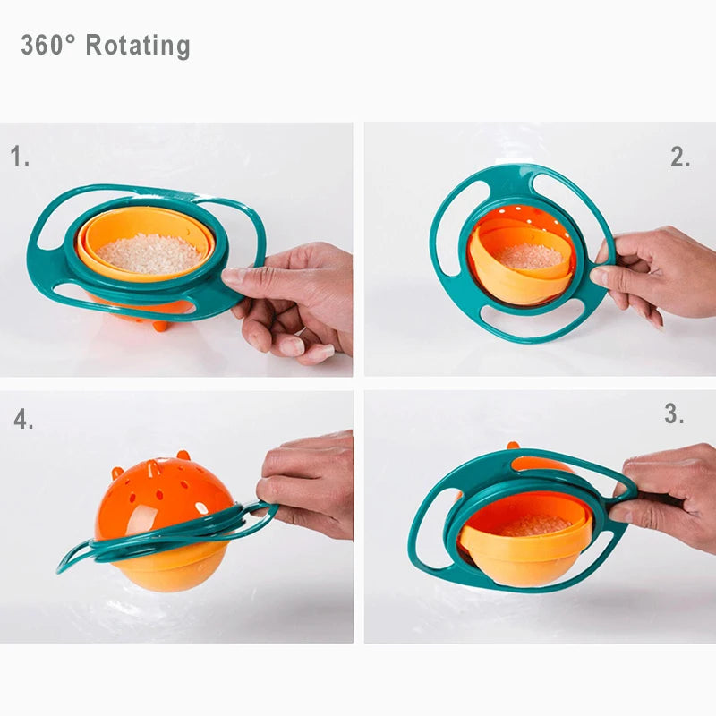 Magic Gyro Bowl 360 Degree Rotate Spill-Proof Bowls with Lid