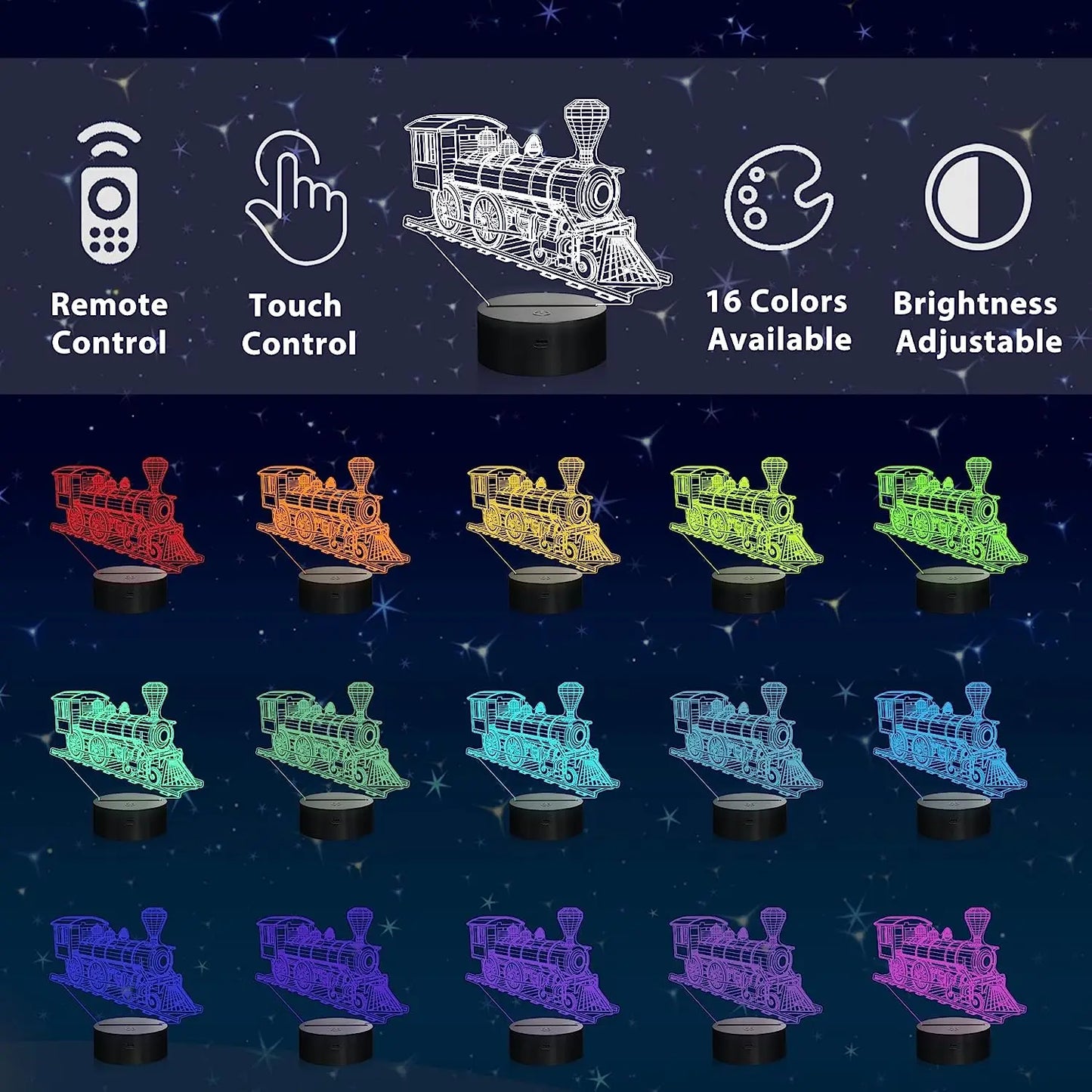 Steam Train Night Light LED 3D Illusion
