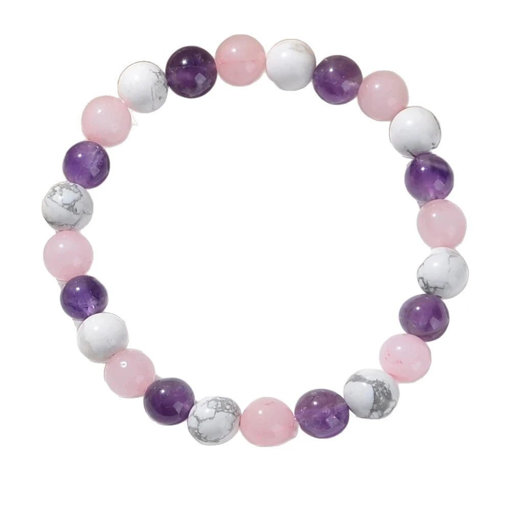 Amethyst - Rose Quartz Natural Stone Aura Balancing Sleep Bracelet for Women