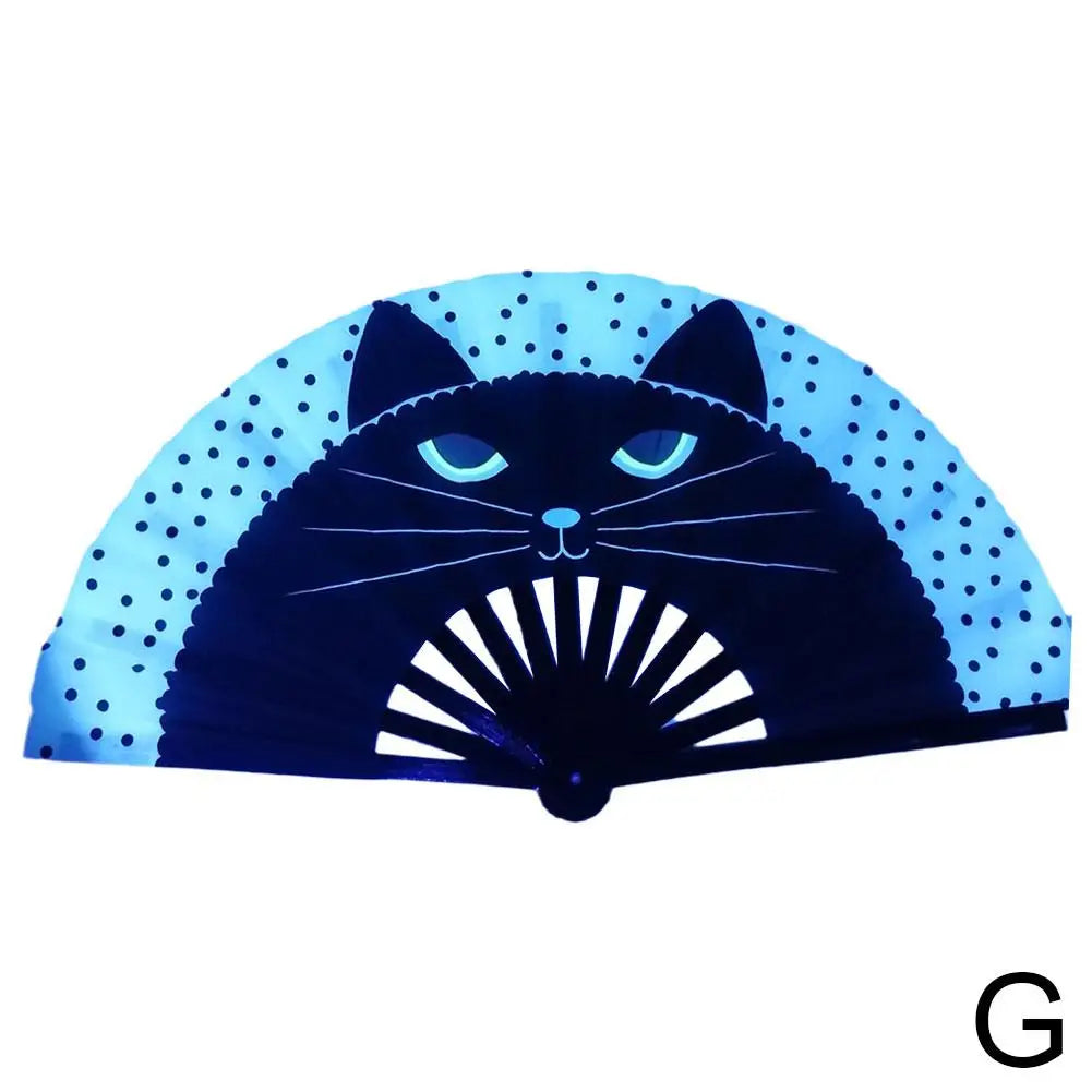 Large Folding Hand Rave Fan Colorful Reflective Foldable Fan