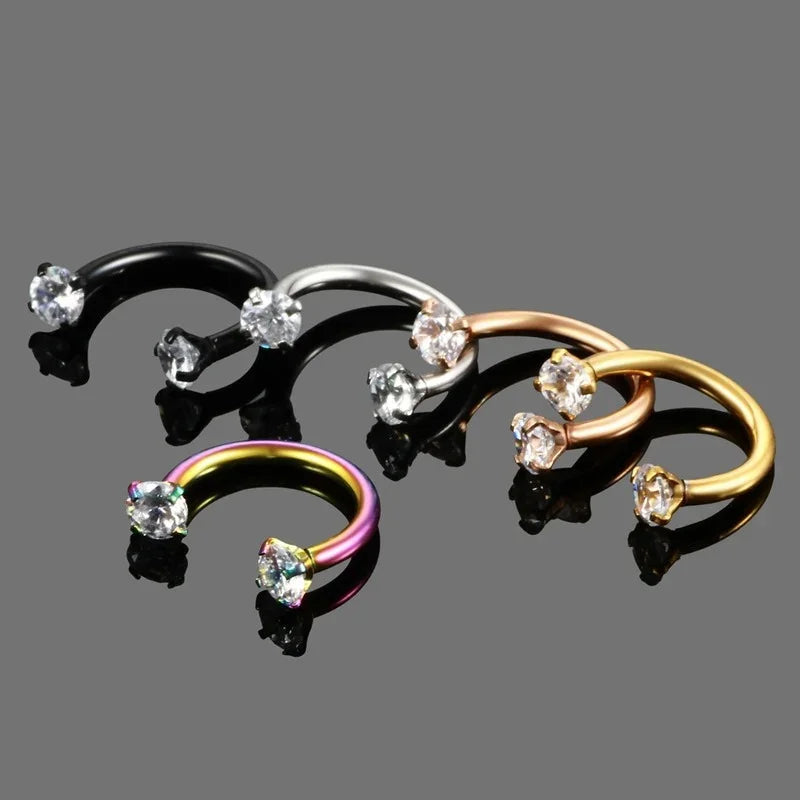 1PC Stainless Steel Crystal Hoop Ring Piercing Nose Ear belly Rings - buy one get one free