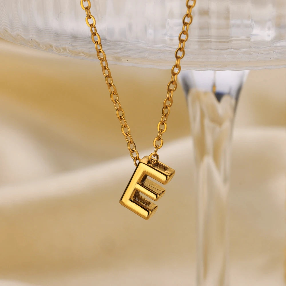 Stainless Steel Gold Color Initial Necklaces