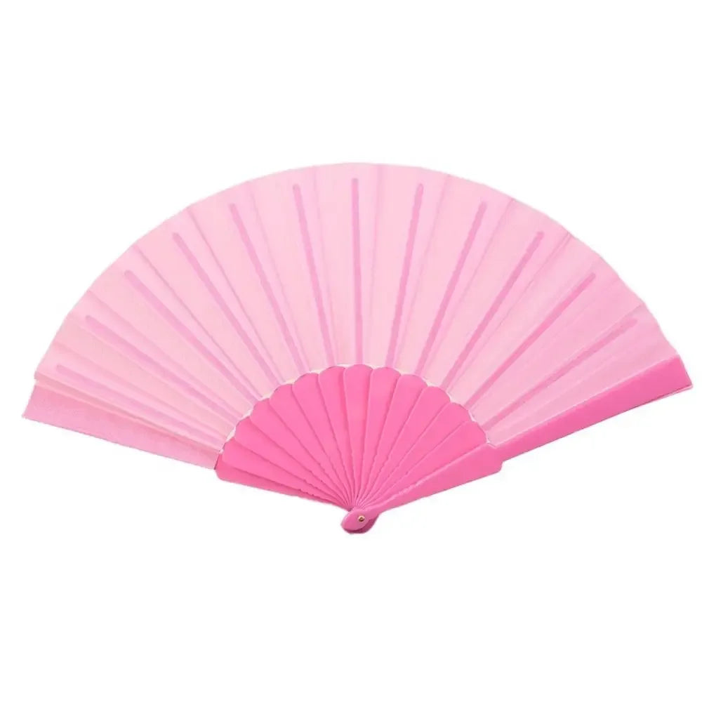 Portable Folding Fan Plain Plastic Cloth Hand Fan