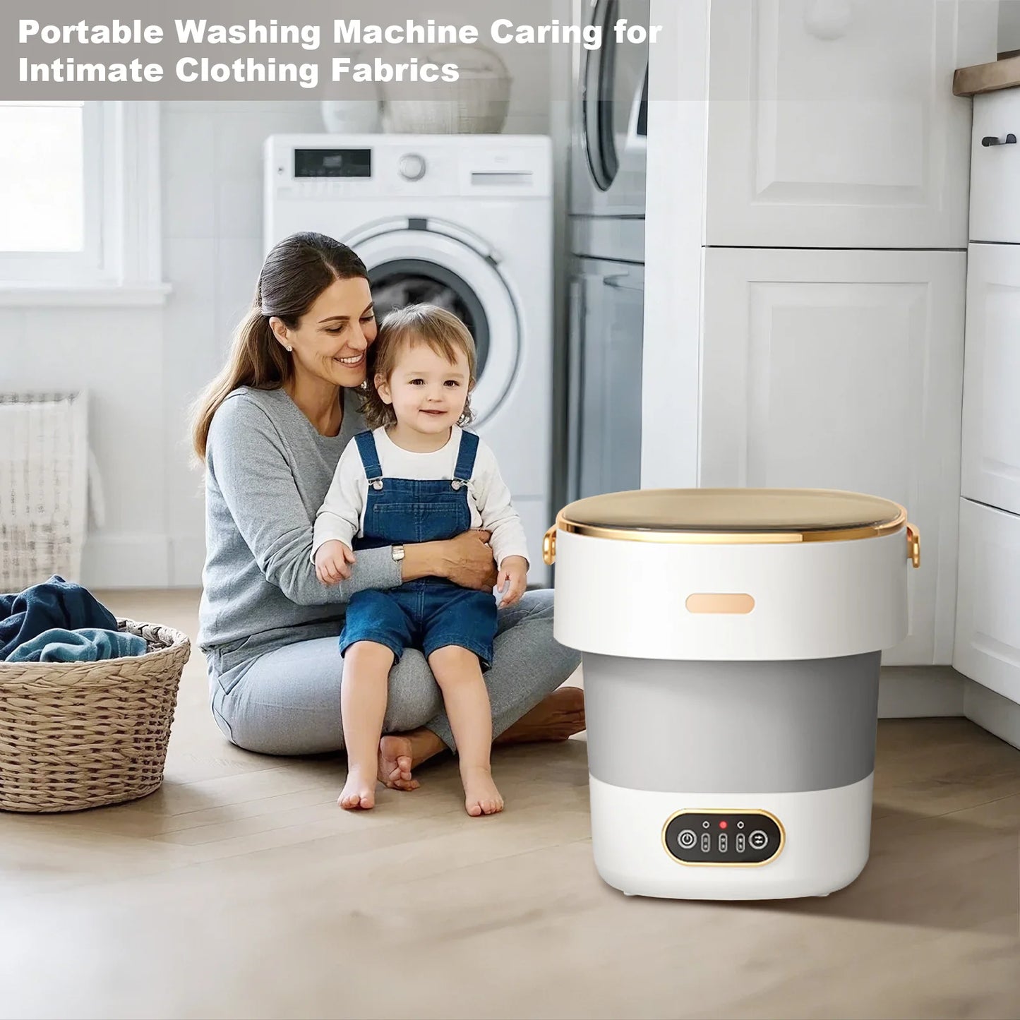 Portable Washing Machine 13L Foldable Mini Washer with 4 Modes